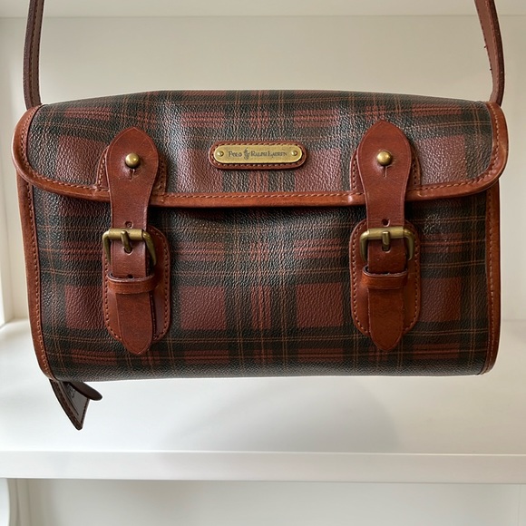 Ralph Lauren Handbags - Vintage Ralph Lauren Brown Tartan Plaid Crossbody Messenger Saddle Bag